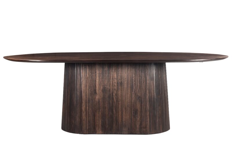 Detail ovaal tafelrand, bruin mangohout