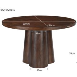 Detail van de afwerking van de Brix Clubs 130cm eettafel, afgelakt