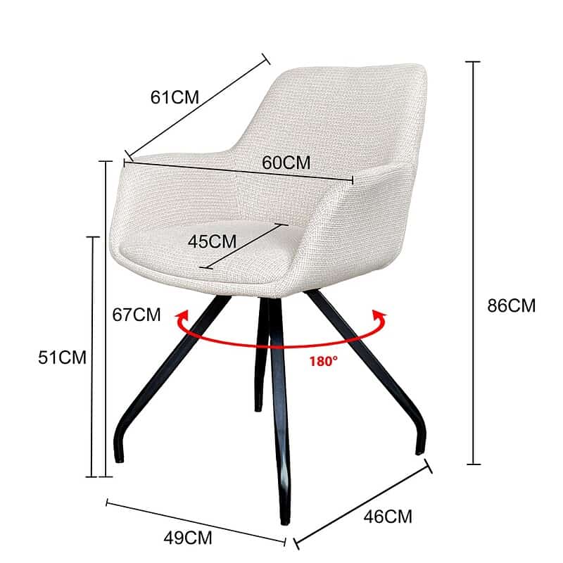 Duke eetkamerstoel vanaf boven, beige stof en gecoat staal