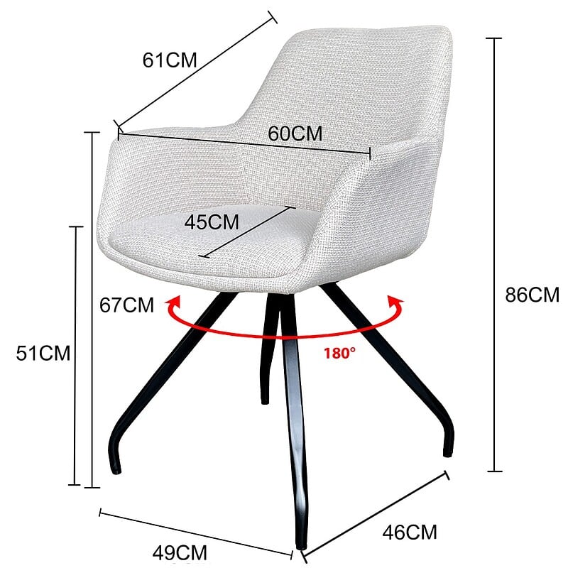 Duke eetkamerstoel beige stof van bovenaf