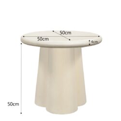 Detail van de afgelakte rand van de Brix Clubs Sandy salontafel