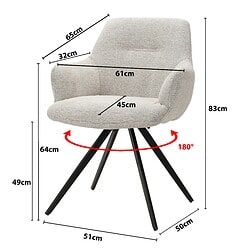 Doreen eetkamerstoel beige stof met poten