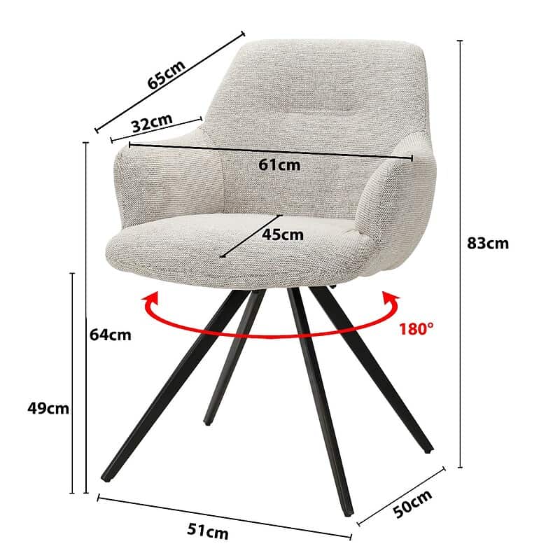 Doreen eetkamerstoel beige stof met poten