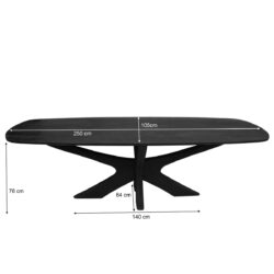 Detail van de afwerking van de Brix Montreaux Black eetkamertafel