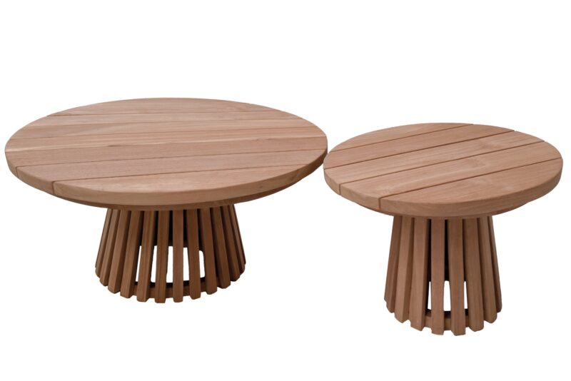 Cindo 80cm tuintafel vanonder, rond, naturel hout