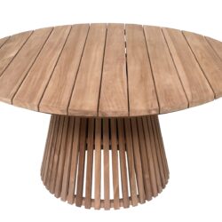 Textuur van de tuintafel van Livingfurn, natuurlijk teakhout