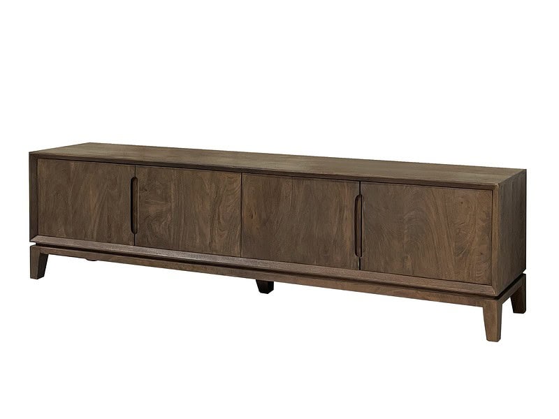 Die Maserung des braunen Mangoholzes beim Cortez-TV-Möbel