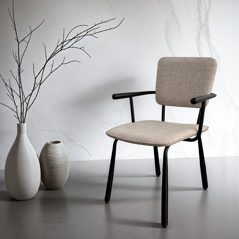 Detail van de armleuningen van de Brix Finn Black eetkamerstoel