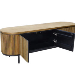 Achterkant van de Lausanne kast met zwart stalen onderstel