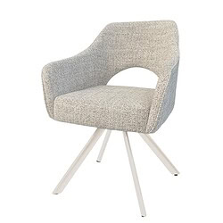 Detail Helen Sand Natural eetkamerstoel beige stof gecoat staal armleuning