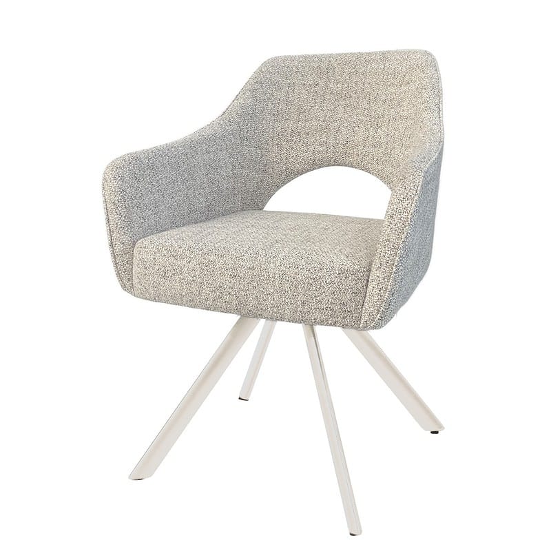 Detail Helen Sand Natural eetkamerstoel beige stof gecoat staal armleuning