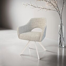 Helen Sand Natural eetkamerstoel beige stof gecoat staal detail zitting