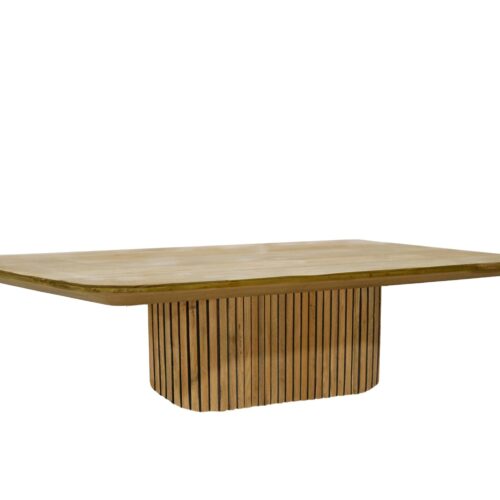 Detail van de rechthoekige vorm van de Lausanne 120cm salontafel