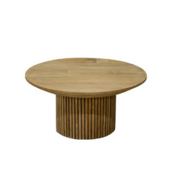 Textuur van het teakhout op de Lausanne 80cm salontafel