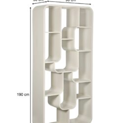 Detail van de organische vorm van de Brix Logan Off White boekenkast