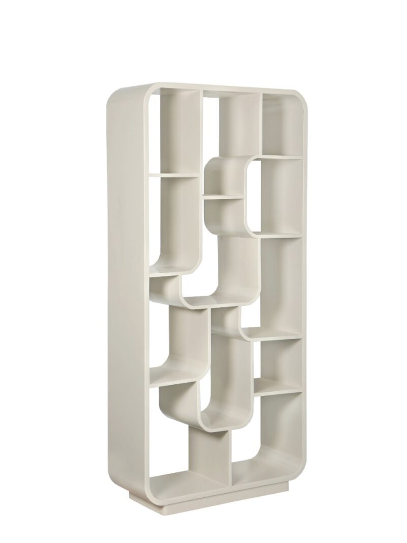 Detail van de witte afwerking van de Brix Logan Off White boekenkast