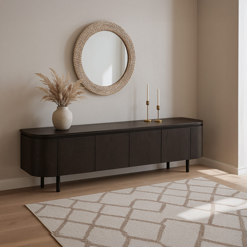 Tobago Espresso 210cm in verschillende lichtinval