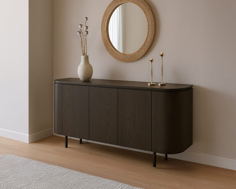 Tobago Espresso kast 170cm, top view, bruin eikenhout fineer