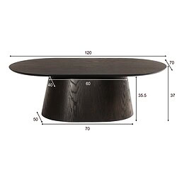 Novero Espresso Oval tafel met decoraties, bruin, eikenhout fineer