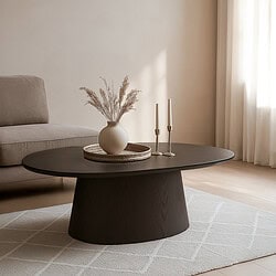 Novero Espresso Oval tafel met licht, bruin, eikenhout fineer