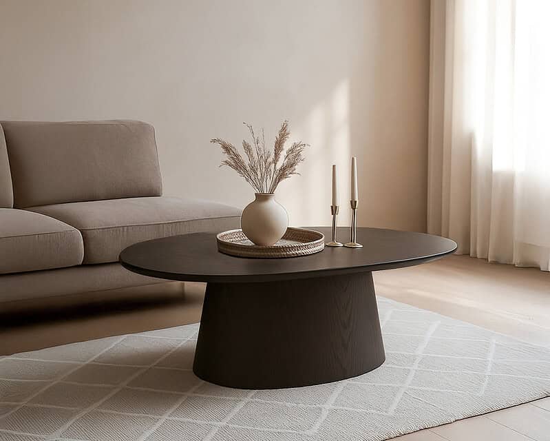 Novero Espresso Oval tafel met licht, bruin, eikenhout fineer