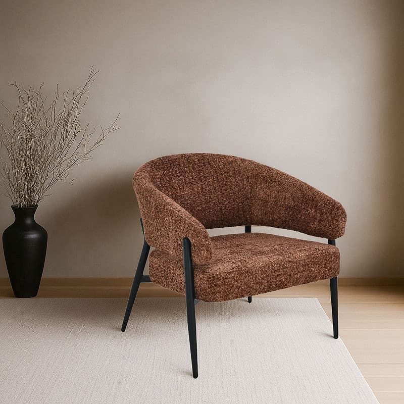 Dilan Venga Hazel fauteuil, detail van het subtiel aflopende frame
