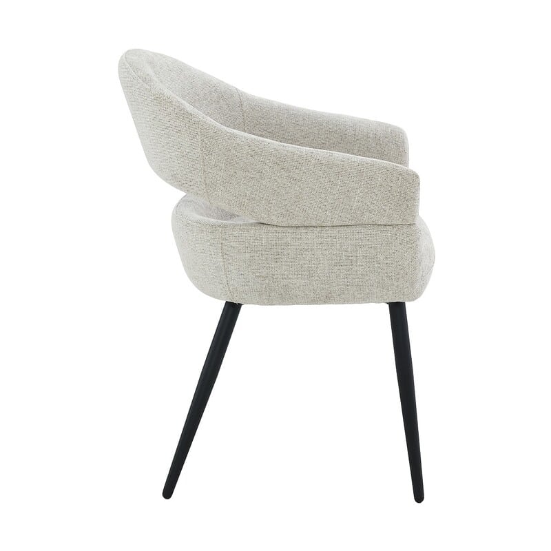 Megan eetkamerstoel beige stof gecoat staal in interieur eetkamer