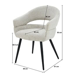 Megan eetkamerstoel beige stof gecoat staal detail poten