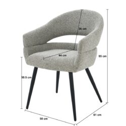 Megan Taupe eetkamerstoel in bruin stof met verschillende hoeken