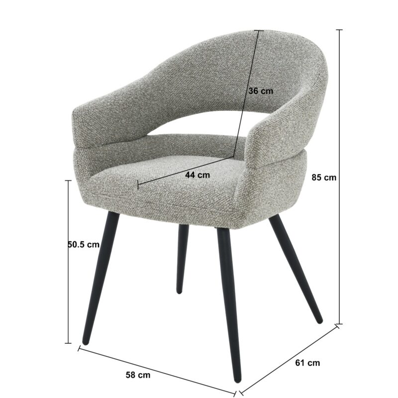 Megan Taupe eetkamerstoel in bruin stof met verschillende hoeken