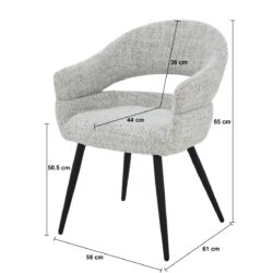 Megan eetkamerstoel beige stof gecoat staal met rugleuning