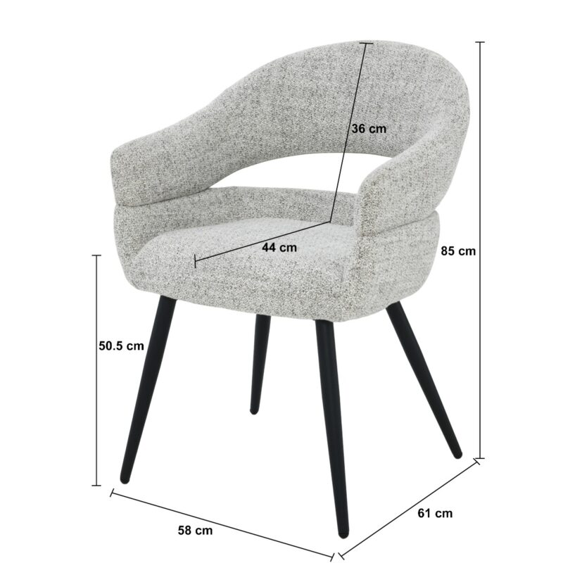 Megan eetkamerstoel beige stof gecoat staal met rugleuning