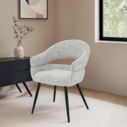 Megan eetkamerstoel beige stof gecoat staal met poten