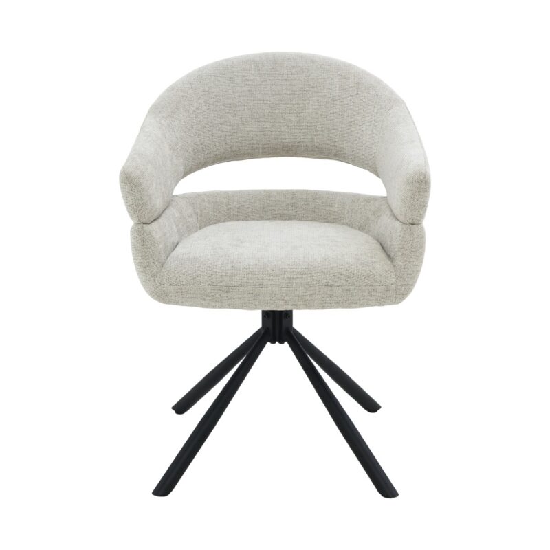 Textuur Linn eetkamerstoel beige stof gecoat staal