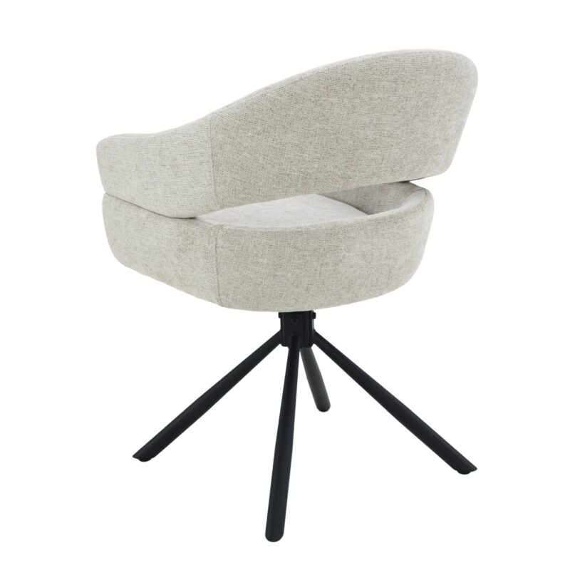 Linn eetkamerstoel beige stof gecoat staal vanaf boven