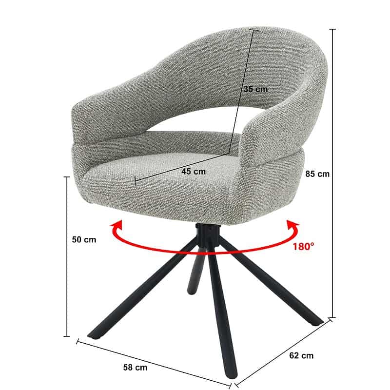 Linn eetkamerstoel in bruin stof met 180° draaibare onderstel