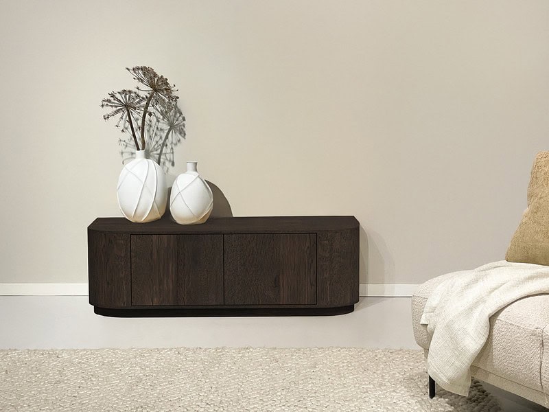 Novero Espresso 140cm kast in bruin kleur, eikenhout fineer, moderne vormgeving