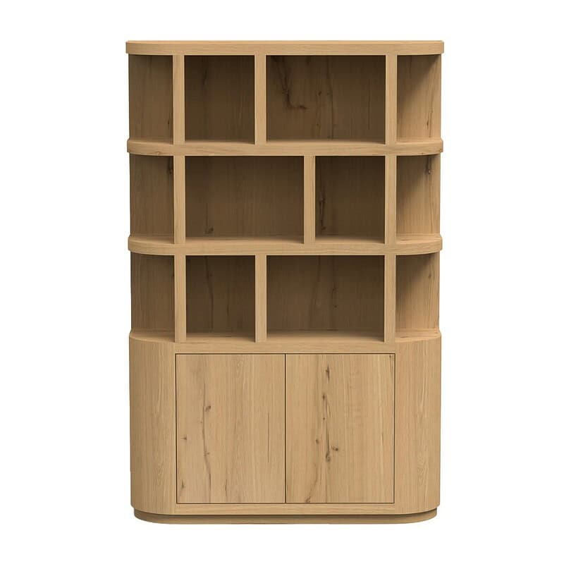 Detail van de Novero 145cm boekenkast in natuurlijk eikenhout