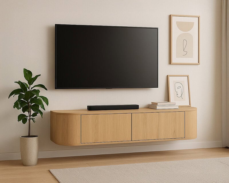 Novero Zwevend 140cm in een minimalistische woonkamer