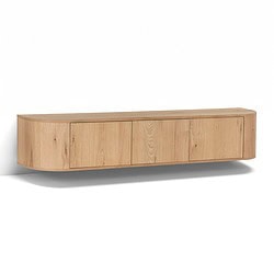 Detail van de afgeronde hoeken van de Novero Zwevend 180cm