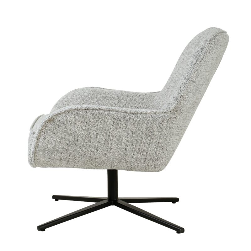 Sven Bisque Oasis draaifauteuil beige stof gecoat staal in interieur