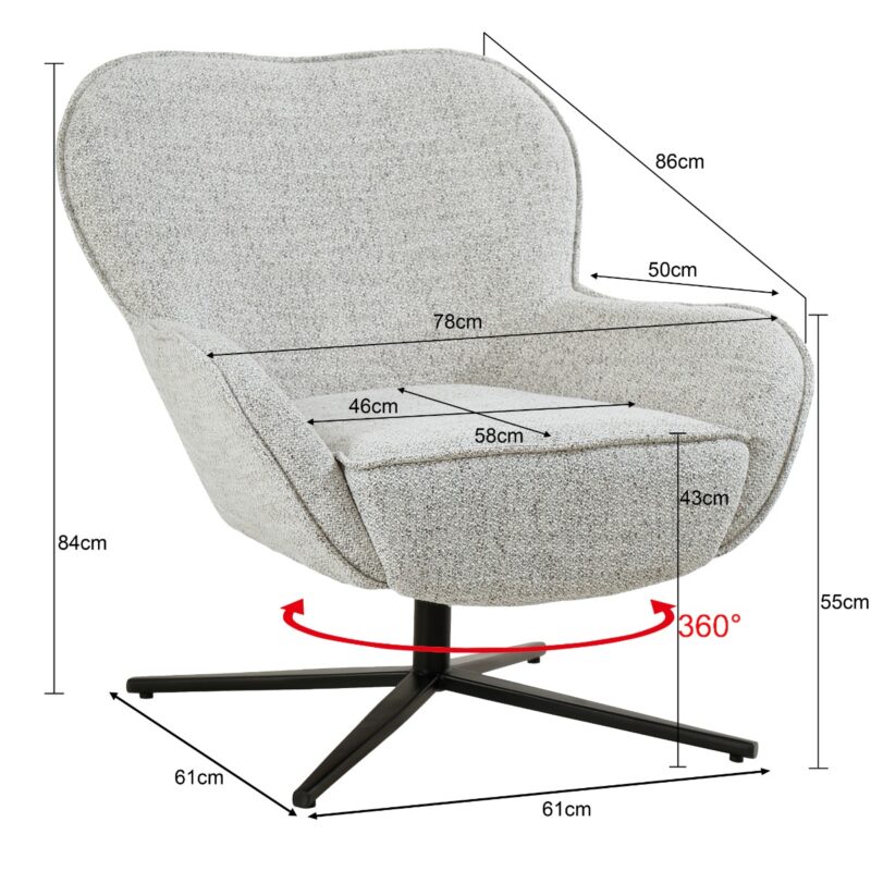 Sven Bisque Oasis draaifauteuil beige stof gecoat staal in detail