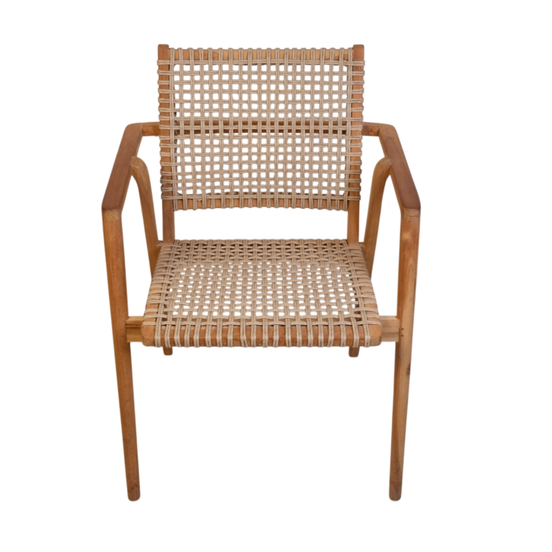 Textuur van de rotan en teakhout van de Stacking Anya tuinstoel