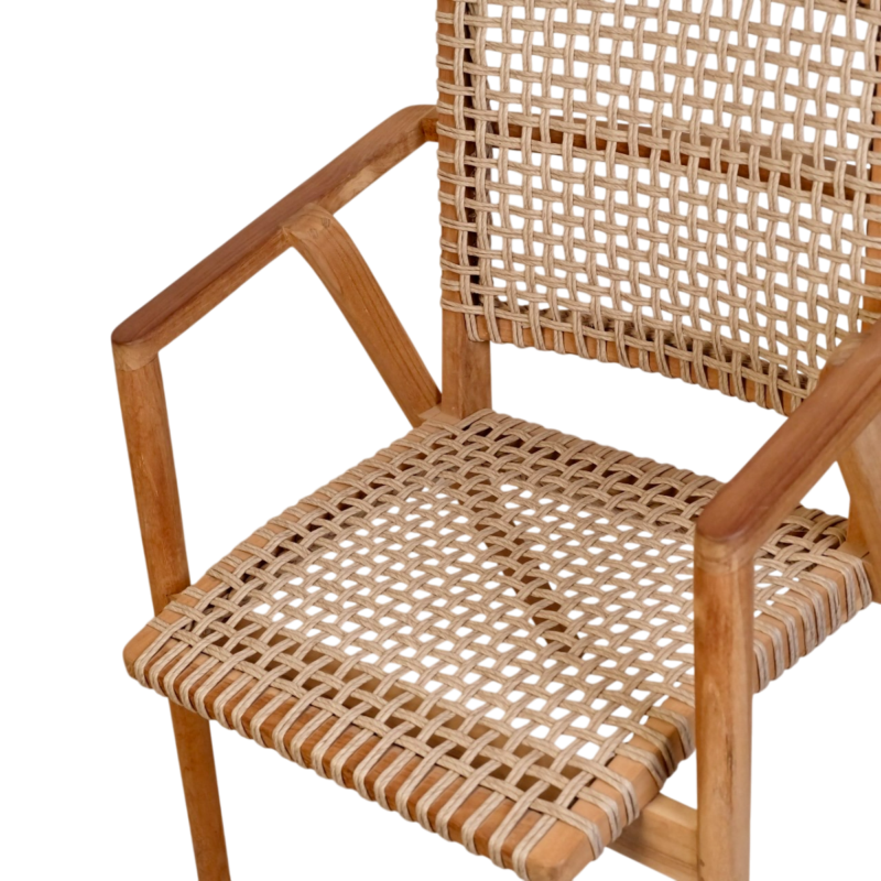 Perspectief van de Stacking Anya tuinstoel, stapelbaar en ruimtebesparend