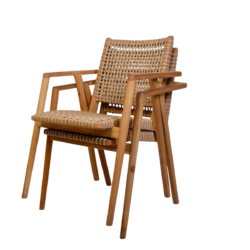 Kleur van de Stacking Anya tuinstoel, naturel hout en rotan