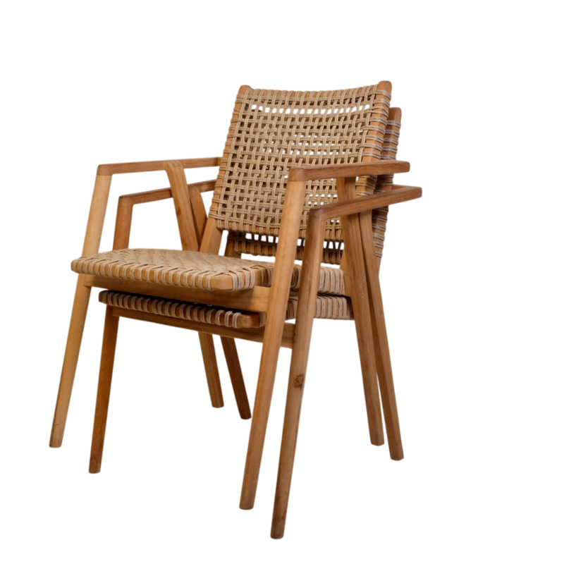 Kleur van de Stacking Anya tuinstoel, naturel hout en rotan