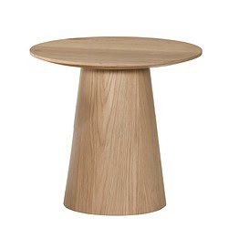 Detail van het eikenhouten blad van de Novero 50cm salontafel