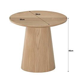 Novero 50cm salontafel met natuurlijk eikenhouten blad en afgeronde hoeken, vanuit boven