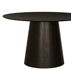 Detail van de afgeronde hoek van de Novero Espresso eetkamertafel