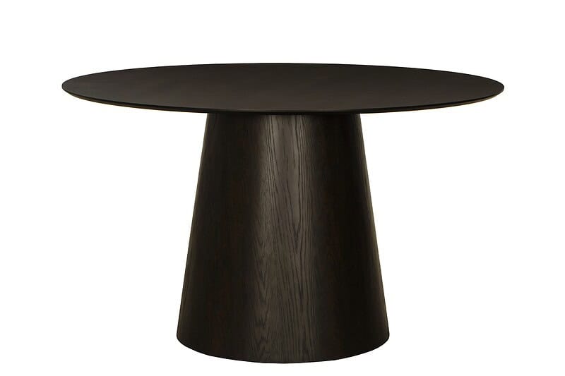 Detail van de afgeronde hoek van de Novero Espresso eetkamertafel